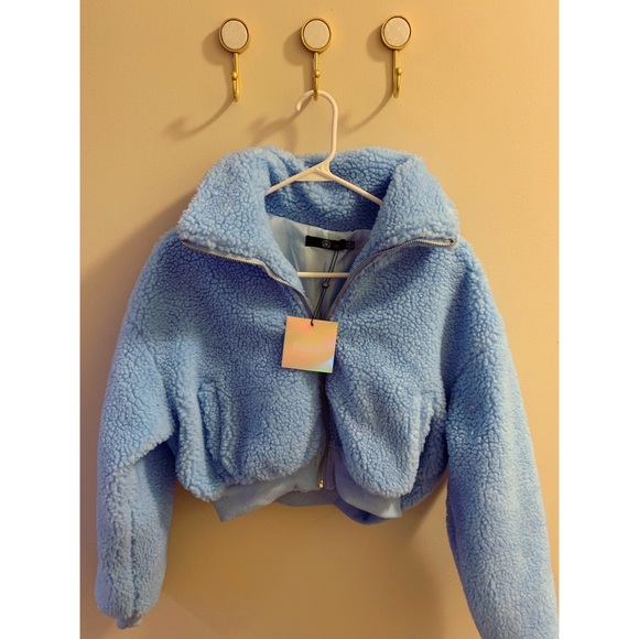Missguided Jackets & Blazers - Missguided Chunky Crop Zip Teddy Jacket